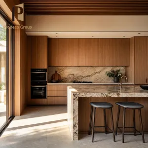 Modern Wood Grain Melamine Kitchen Cabinet Whole House Custom Design Builder Project Kitchen Cabinets