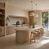 Modern Wood Veneer Kitchen Cabinet Walnut Light Color Whole House Custom Builder Kitchen Cabinets