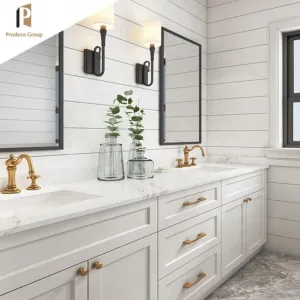 Multifunctional Blue Modern Mirrored Vanity Unit Gold Bathroom Sink Melamine Finish Solid Wood Construction Apartment Villa