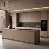 Multilayer Modern Island Kitchen Cabinet Storage Unit with Lacquer Finish and Marble Countertop for Apartment
