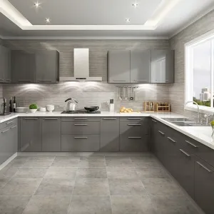 New Design Modern Modular Solid Wood Kitchen Cabinets with Sink Faucet Hinge Drawer Basket-Eco-Friendly Apartment Storage