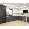 New Home Black Wood Lacquer Modular Kitchen Cabinets Laminate Countertop Marble Resin Options Hinge Faucet Custom Modern Design