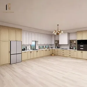 Prefab American Custom RTA Modular Kitchen Cabinets Marble Laminate Shaker Style Eco-friendly Wood Cabinets Manufacturer
