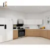 Prefab Corner Shaker Modern American Kitchen Cabinet Laminate Marble Resin RTA Custom Full Kitchen Cabinets with Faucet