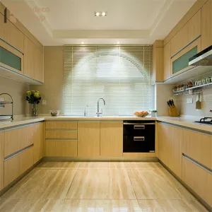 Professional Modern Modular Pantry Unit Kitchen Cabinet with Acrylic Finish Apartment Use Drawer Basket