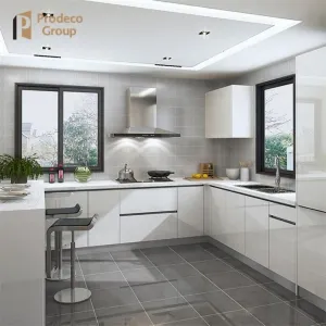 Scandinavian Style Modern Kitchen Cabinets Modular Eco-friendly Acrylic Finish Apartment Use Direct Sale