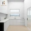 Simple Pantry White Modern Modular Kitchen Cabinets with Particleboard Construction Marble Countertop Drawer Basket