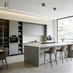 Small Apartment PVC Kitchen Cabinet Set Compact Space Design Easy Clean Surface Complete Unit Kitchen Cabinets