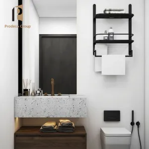 Small Modern Wall-Mounted Bathroom Vanity with Sink Luxury Design Stainless Steel Melamine Board Construction