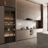 Solid Wood Kitchen Cabinet Set Modern Luxury Design Natural Walnut White Oak Wood Grain Finish Shaker Style Kitchen Cabinets