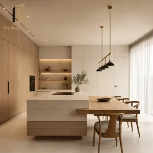 Solid Wood Kitchen Cabinet White Oak Natural Grain Modern Style Whole House Builder Project Kitchen Cabinets