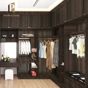 Upscale Modern Wooden Bedroom Wardrobe with Dressing Table MDF Doors Eco-friendly for Villa Home Furniture