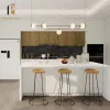 Waterproof Modular Modern Kitchenette Unit Custom Apartment White Melamine Lacquer Kitchen Cabinets Sink Acrylic Faucet Hinge