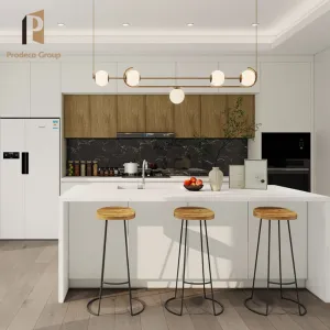Waterproof Modular Modern Kitchenette Unit Custom Apartment White Melamine Lacquer Kitchen Cabinets Sink Acrylic Faucet Hinge