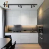 White Glossy Modern Kitchen Cabinet Set with Islands Laminate Countertop Marble Options Faucet Included