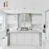 White Glossy Modular Kitchen Cabinet Furniture Set with Sink Faucet Hinge Drawer Basket-Modern Design Complete Kitchen Cabinets