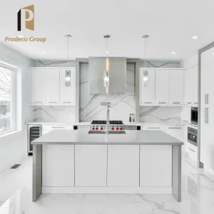 White Glossy Modular Kitchen Cabinet Furniture Set with Sink Faucet Hinge Drawer Basket-Modern Design Complete Kitchen Cabinets