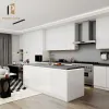 White High Gloss Modular Kitchen Cabinets with Marble Laminate Countertops Faucet-Eco-friendly Modern Design for Apartment Use