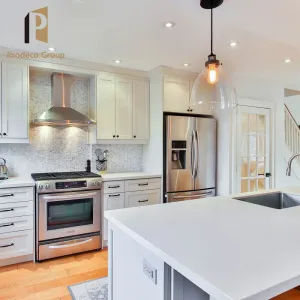 White Modern Kitchen Cabinet Custom Set with Sink Faucet Hinge Full Home Kitchen Furniture