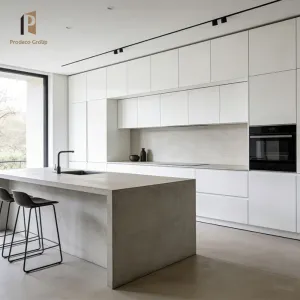 White Modular Kitchen Cabinet Modern Set with Sink Faucet Hinge Drawer Basket-Eco-friendly Home Kitchen Use