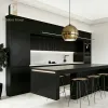Whole House Custom Matte Wood Veneer Kitchen Cabinet System Textured Finish Seamless Integration Modern Luxury Sink Apartment