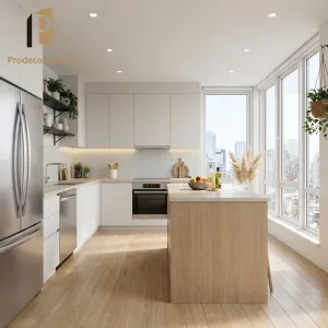 Wood Kitchen Cabinet Waterproof Design Modern Style Full Set Home Kitchen Cupboard Kitchen Cabinets