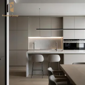 Wood Kitchen Cabinet Waterproof Set Modern Design Full Home Kitchen Cupboard Islands Laminate Marble