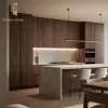 Wood Kitchen Island Cabinet Modern Style Eco-friendly Waterproof Design Full Set Marble Resin Complete Kitchen Storage