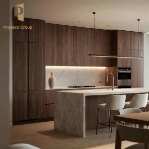 Wood Kitchen Island Cabinet Modern Style Eco-friendly Waterproof Design Full Set Marble Resin Complete Kitchen Storage