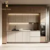 Wood Veneer Kitchen Cabinet Modern Light Oak Color High End Builder Project Kitchen Cabinets