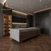 Wood Veneer Kitchen Cabinet Modern Oak Natural Finish High End Apartment Project Kitchen Cabinets