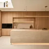Wood Veneer Kitchen Cabinet Natural Oak Grain Texture Modern Style High End Villa Custom Kitchen Cabinets