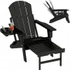 Adjustable Adirondack Chair with Retractable OttomanFolding Adirondack ChairAll Weather Fire Pit Chair W 4 in 1 Cup Holder