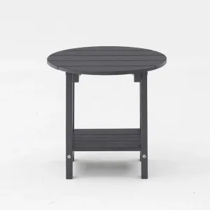 All Weather Adirondack Small Patio Table Round End Table for Pool Balcony Deck Lawn Backyard