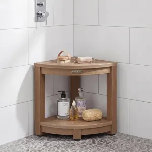 Bench Corner Shower Stool 500 LBS Capacity Slatted Shelf Adjustable Feet for Bathroom Shower Room Toilet