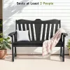 Black Garden Bench Oversized HIPS Plastic Wood 800lbs Load Capacity Rust Proof Stainless Hardware for Park Patio