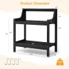 Black Potting Bench Garden Work Table 360lb Capacity HDPS Wood Grain 3 Tier Removable Hooks for Patio Garden Yard