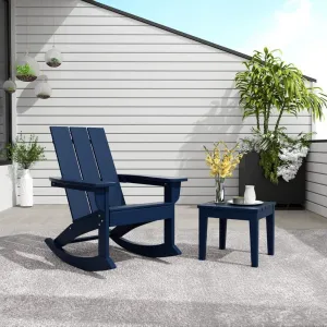 Classic Adirondack Rocker HDPE Wood Texture Wide Armrests Low Maintenance for Deck Terrace Patio Garden Backyard