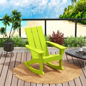 14 Colors Outdoor Rocking Chair HDPE Wood Grain 330 LBS Weather Resistant for Patio Garden Deck Backyard Lawn Home