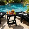 Compact Folding Table Black Slatted Top Weather Resistant HIPS Wood Outdoor Portable for Balcony Camping Beach Bar