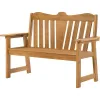 3D Wood Grain Garden Bench Honey Brown HIPS Plastic Wood Never Rot Weatherproof 2 Seater Park Bench for Outdoor