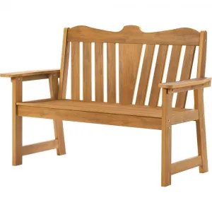 3D Wood Grain Garden Bench Honey Brown HIPS Plastic Wood Never Rot Weatherproof 2 Seater Park Bench for Outdoor