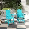 Ergonomic Counter Chair Curved Backrest Wide Seat Footrest HIPS Wood Waterproof 304 Stainless Steel Teal Garden Balcony Patio