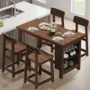 Family Friendly Outdoor Dining Set 5 Piece Table with 4 High Back Stools HDPE Weather Resistant for Kitchen Backyard Patio