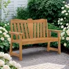Garden Chair Outdoor Honey Brown HIPS Plastic Wood Teak Look Waterproof with Armrests for Flower Garden Patio