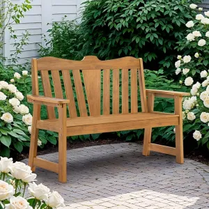 Garden Chair Outdoor Honey Brown HIPS Plastic Wood Teak Look Waterproof with Armrests for Flower Garden Patio
