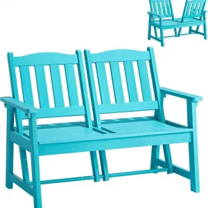 Garden Chair 2 in 1 Adjustable Backrest Cyan HIPS Plastic Wood 755lbs Weather Resistant for Patio Balcony Backyard