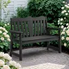 Heavy Duty Park Bench Black HIPS Plastic Wood 800lbs Weather Resistant Commercial Grade for Street Plaza Garden