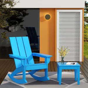 Heavy Duty Rocking Chair 330 LBS Solid Board HDPE Crack Resistant for Porch Lawn Garden Home Backyard Terrace Yard