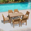 Polystyrene Plastic Wood Outdoor 15m Dining Table for 6 People Eco-Friendly Weather Resistant